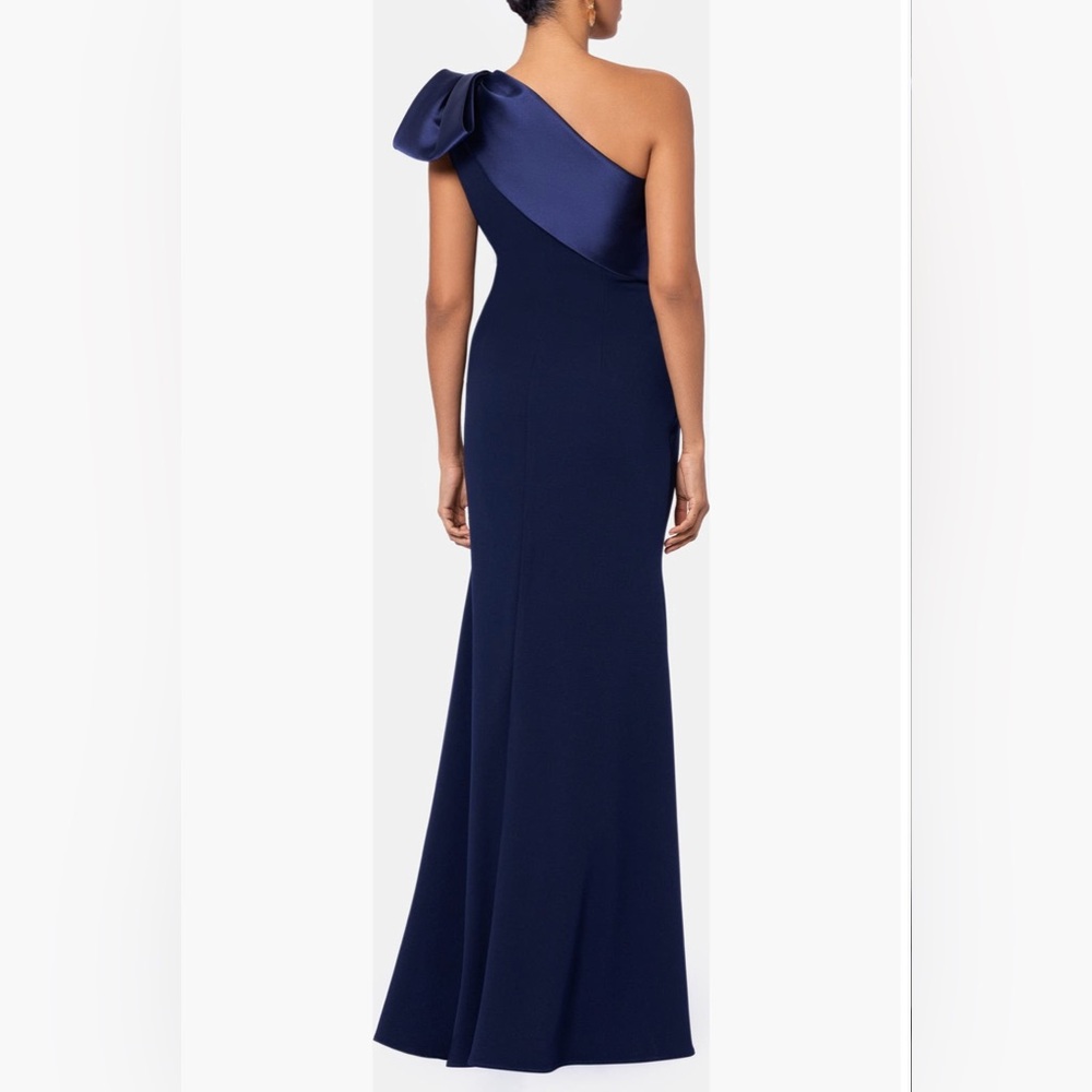 Betsy & Adam One Shoulder Navy Dress - Picture 2 of 7